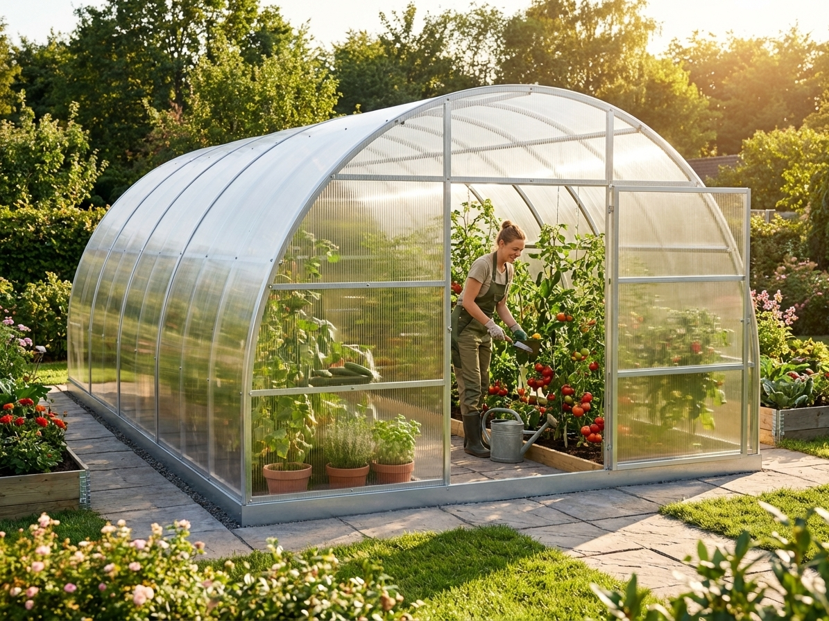 Greenhouse polycarbonate with galvanised steel frame, spacious and durable - view 3