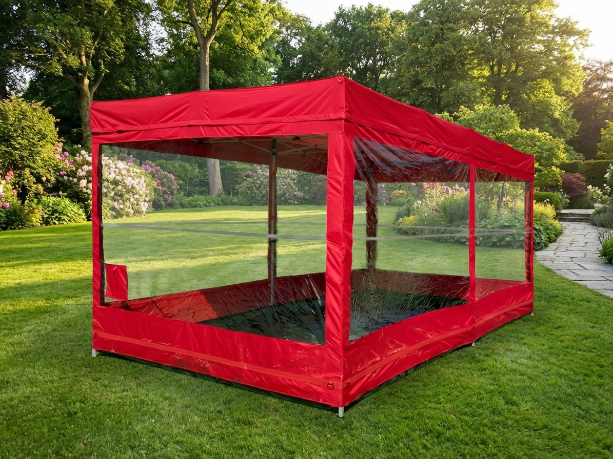 Folding Garage Carcover in red, measures 2.5x5 m - product detail