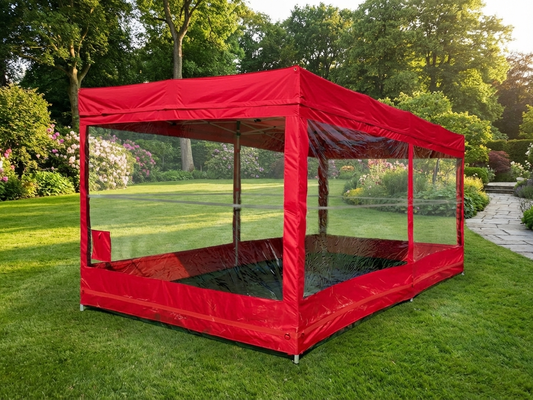 Folding Garage Carcover in red, measures 2.5x5 m - product detail
