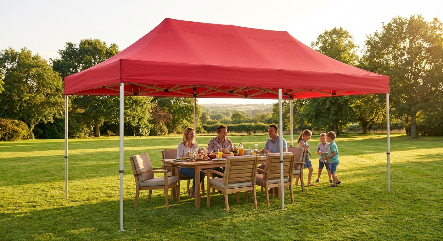 Red Pop Up Gazebo 3x6 m with Aluminium Frame - view 3