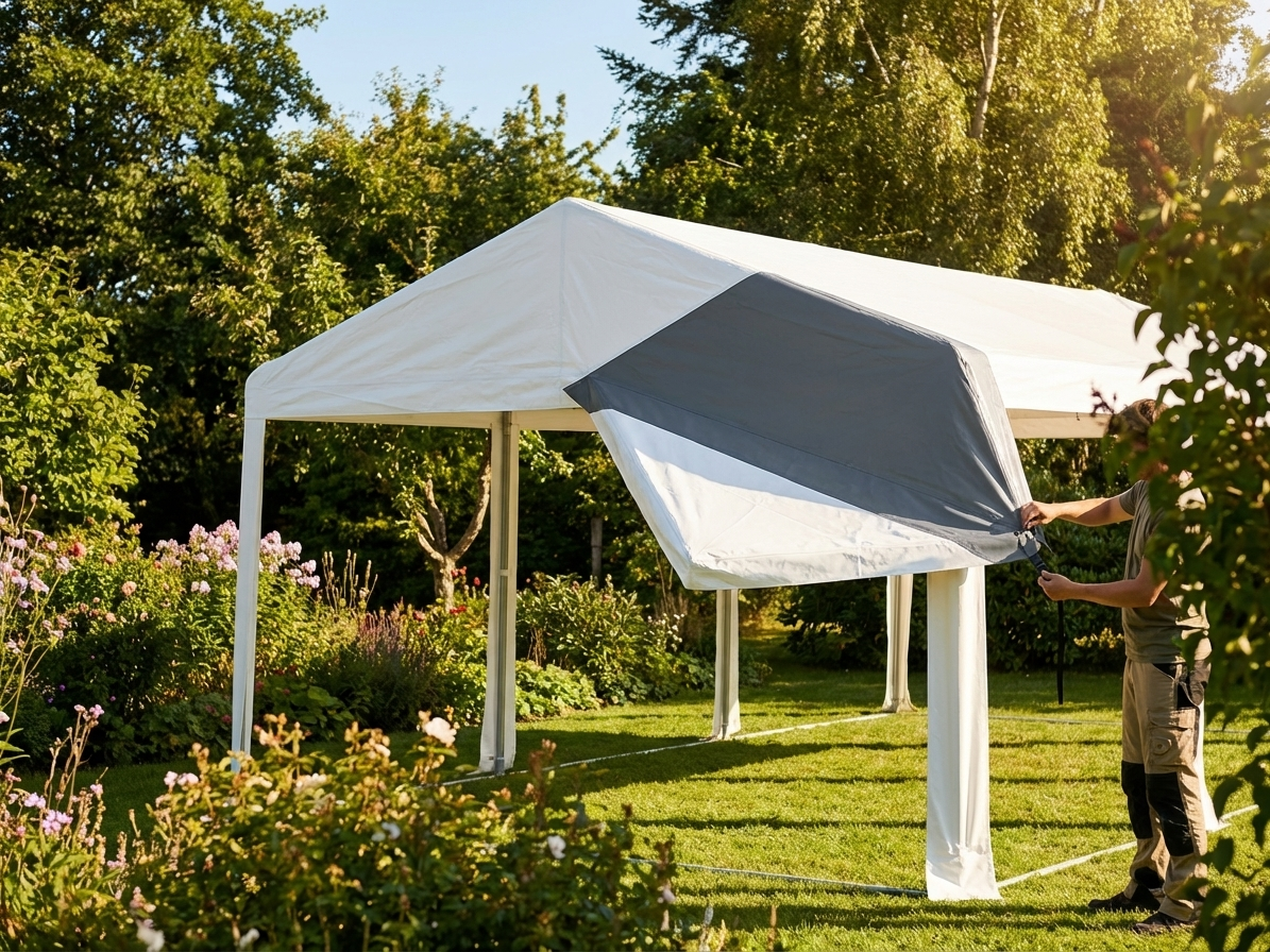 PVC Roof Cover End Section for CombiTents® in White/Grey - view 3