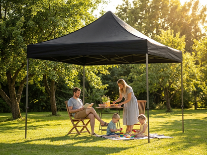 Black pop up gazebo 3x3m with steel frame for outdoor events - view 3