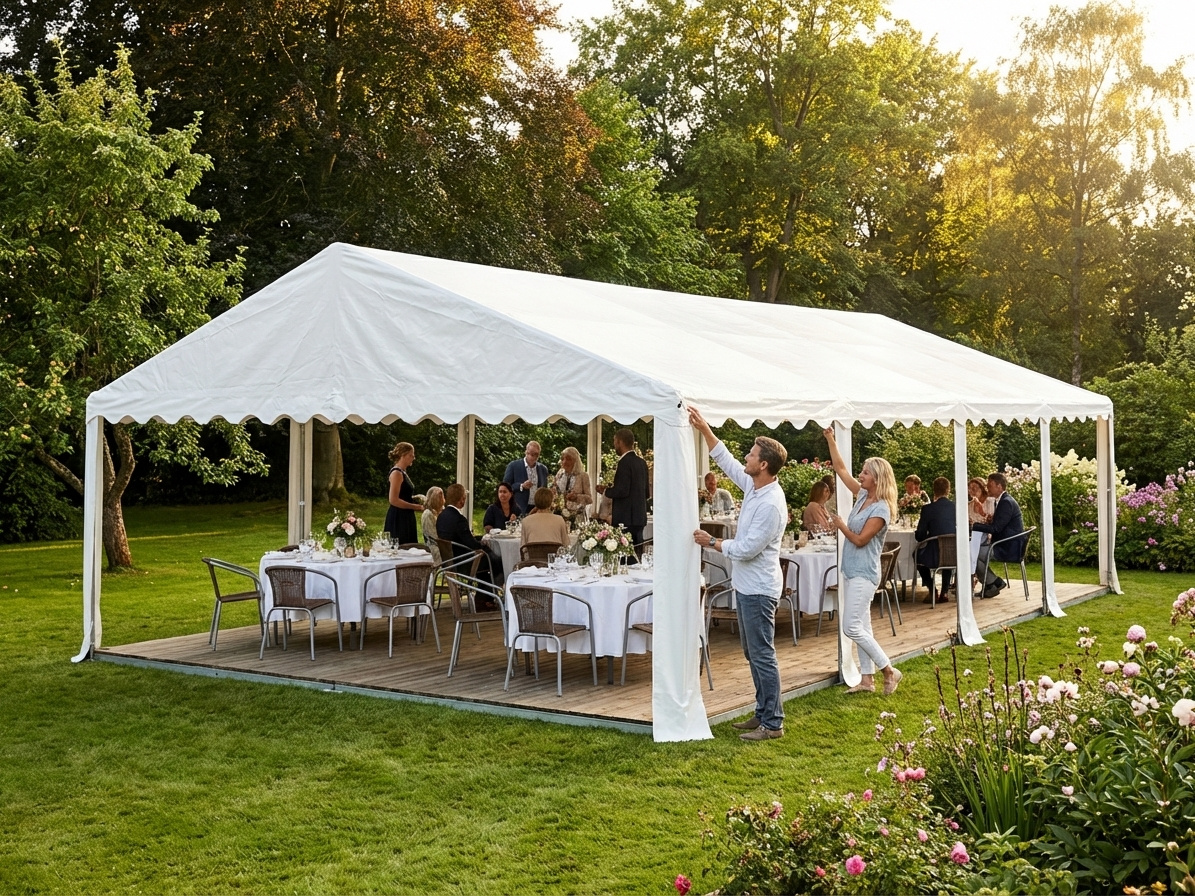 White PVC marquee roof cover 5x8m for event use - view 3