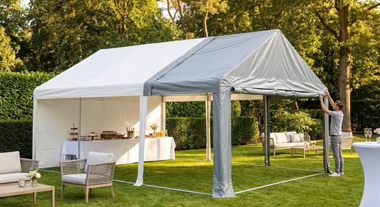 PVC roof end section 6x2m in white and grey, outdoor use - product detail