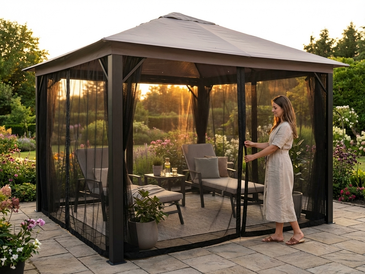 Black mesh curtain for a 3x3 m gazebo - product detail
