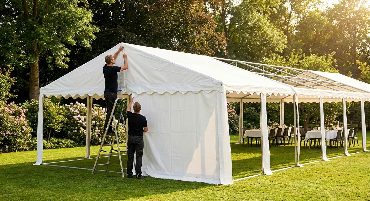 White PVC roof cover for 7x14m marquee, waterproof and fire safe - view 3