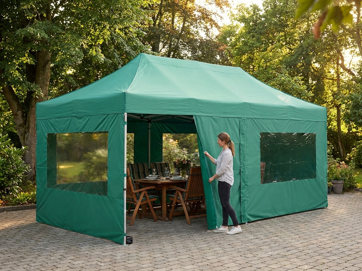 Green pop up gazebo sidewall kit 3x6m for outdoor use
