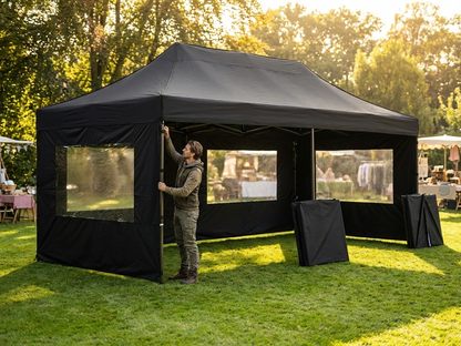 Gazebo Sidewall Kit in Black, 2.5x5m, PVC-Backed Polyester - view 3