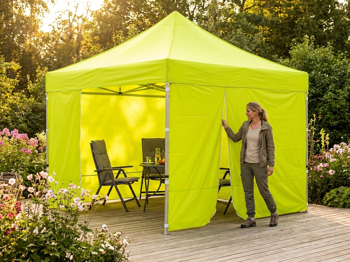 Neon yellow/green gazebo sidewall kit, 300D polyester for outdoor events - product detail