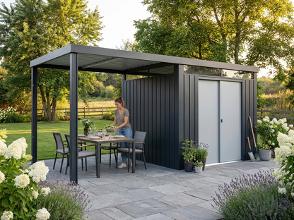 Garden shed extension in anthracite made from galvanised steel - product detail