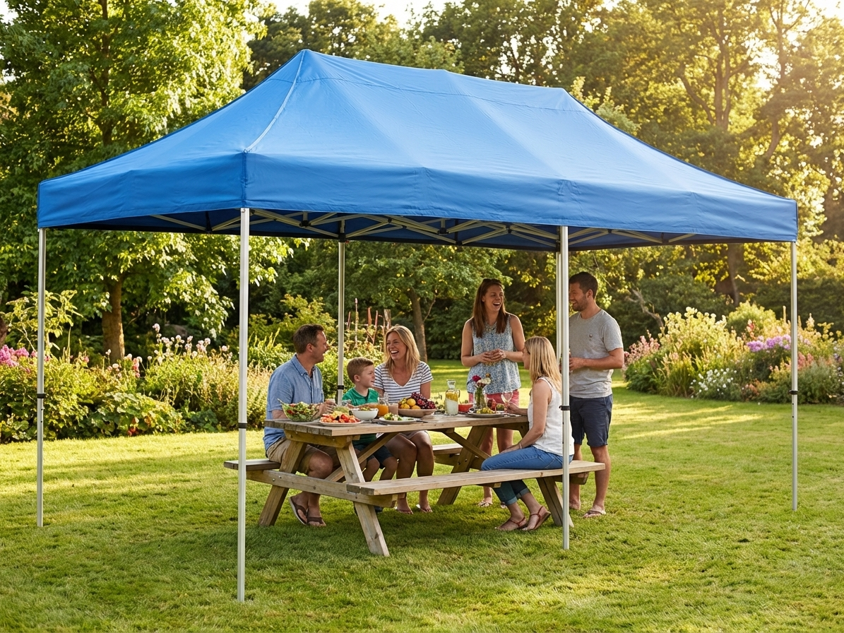 Pop up gazebo in blue with steel frame for outdoor events