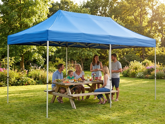 Pop up gazebo in blue with steel frame for outdoor events
