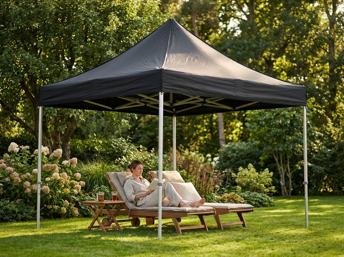 Black pop-up gazebo with aluminium frame, 3x3 m size - product detail