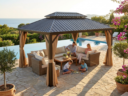 Brown Gazebo with Aluminium Frame for Garden - product detail