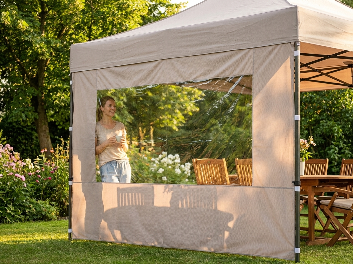 Latte sidewall with panorama window for FleXtents, 4m - view 3