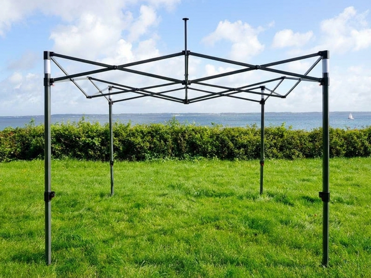 Steel gazebo frame 4x4m grey for outdoor use