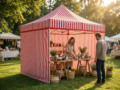 Pop up gazebo 3x3 m in white and red with steel frame for outdoor use - product detail