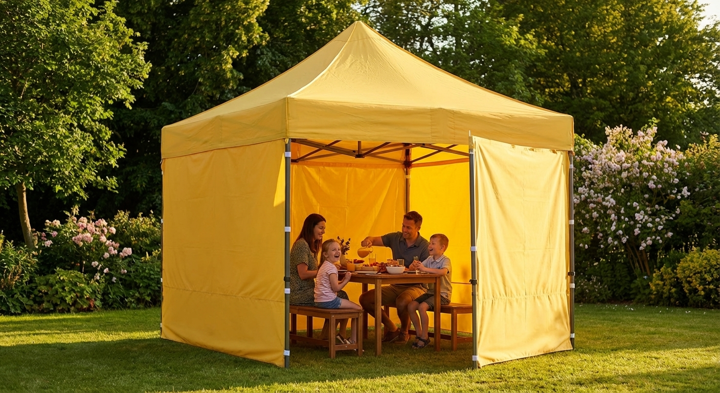 Pop up gazebo 3x3m yellow with steel frame for outdoor events - view 3