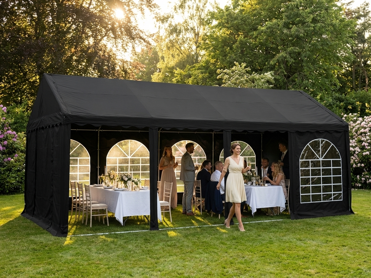 Black PVC/Polyester marquee 4x8 m for outdoor events - view 3