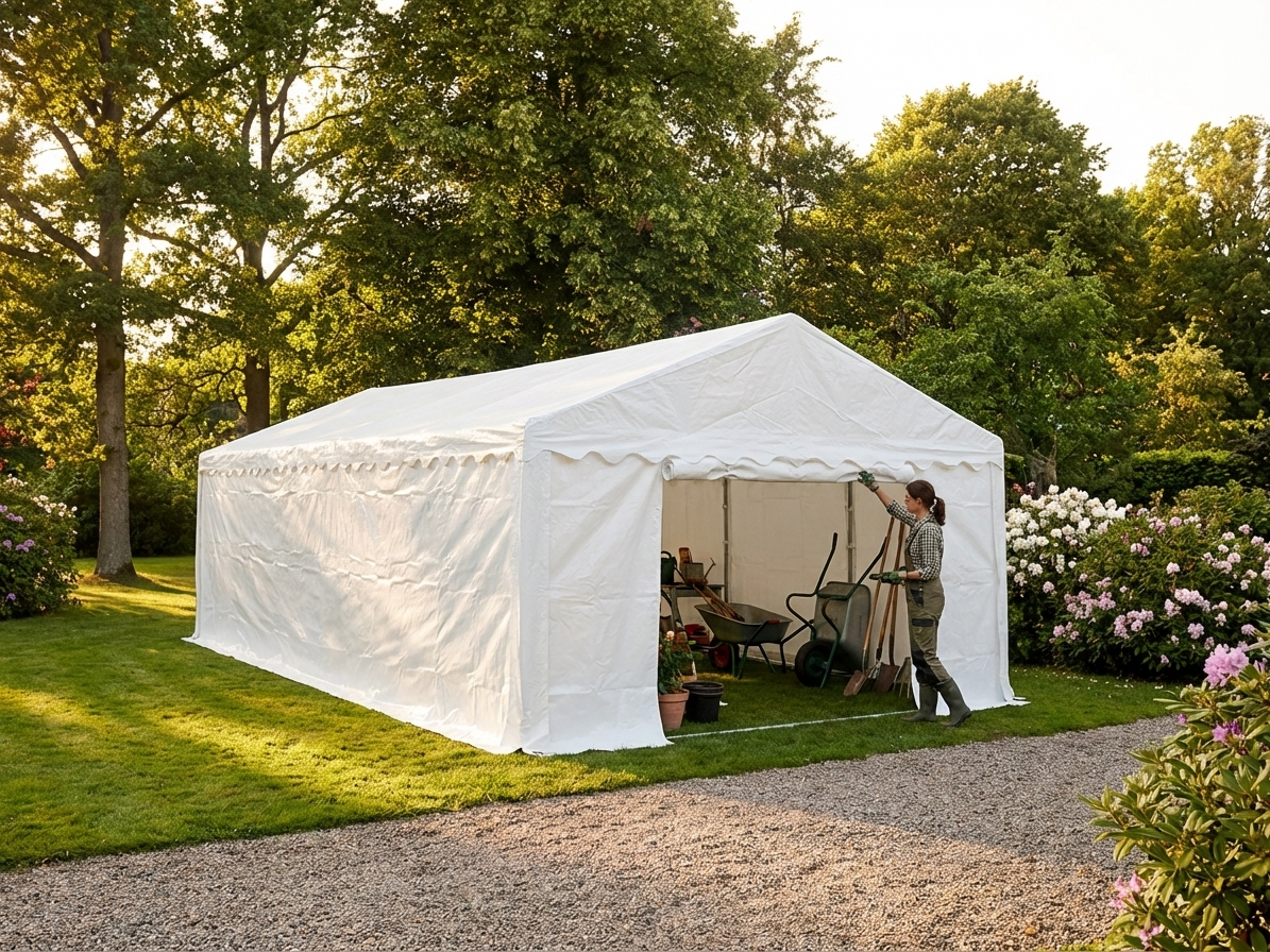 White Storage Tent 4x8 meters for Outdoor Use - product detail
