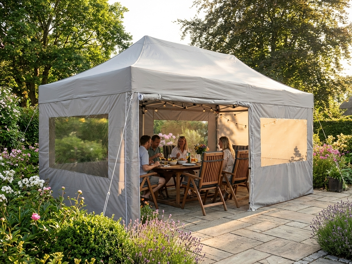 Pop up gazebo in latte with steel frame for outdoor events - view 3