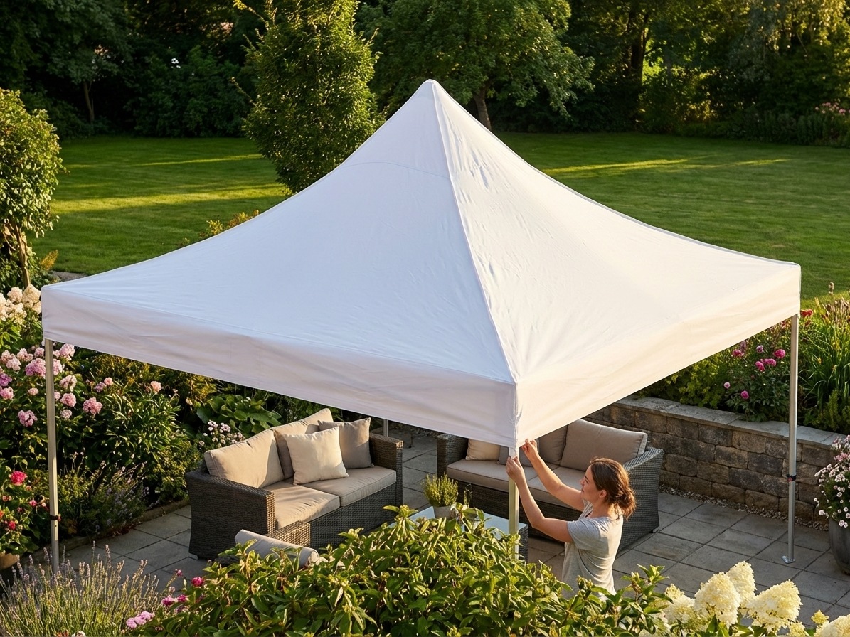 White 4x6m pop-up gazebo roof cover, UV-resistant and waterproof