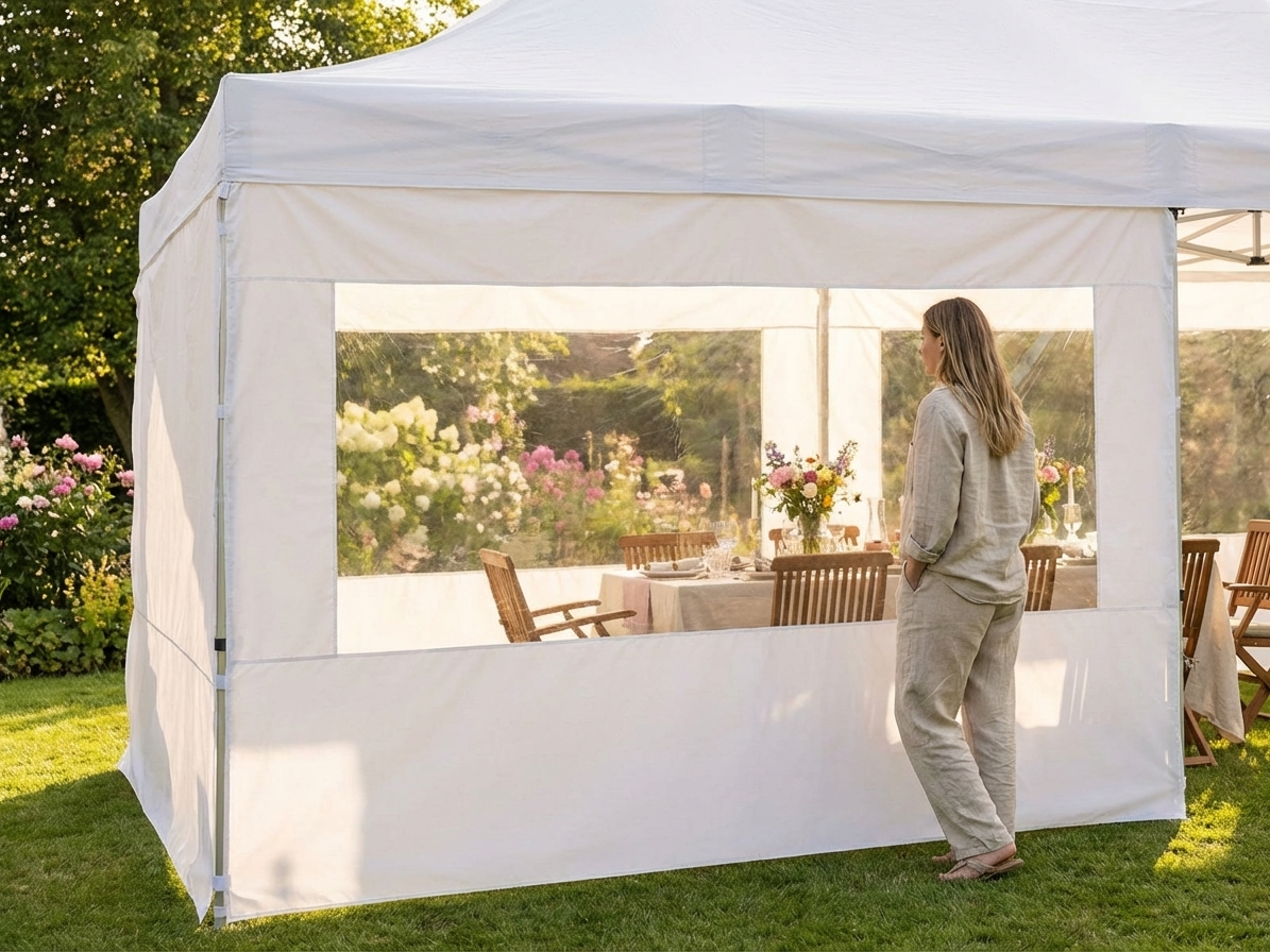 White sidewall with panorama window for event tents - product detail