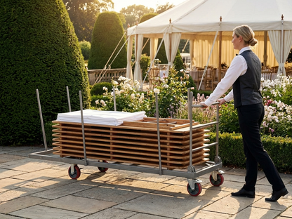 Grey table trolley with extendable length and steel frame - product detail
