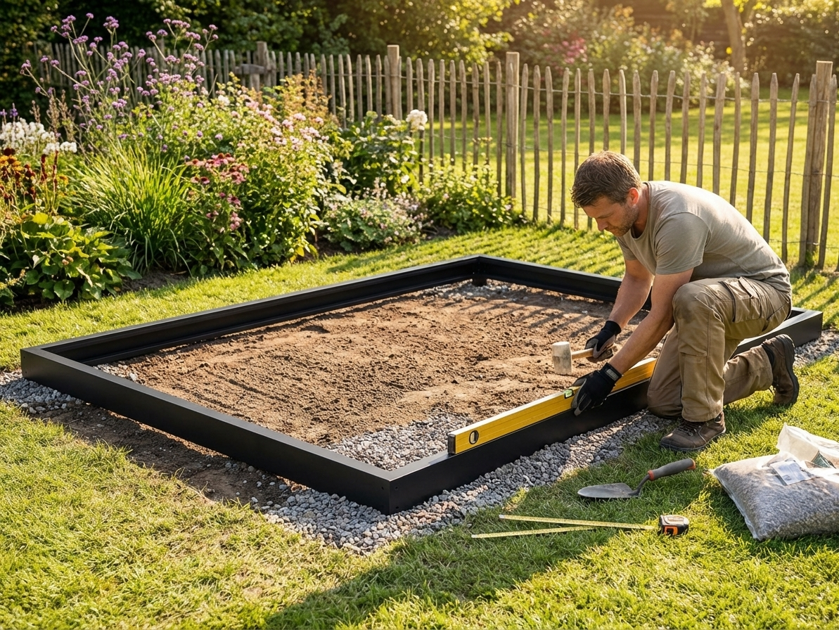 Black galvanised steel greenhouse base, 2.38x3.62 m - product detail