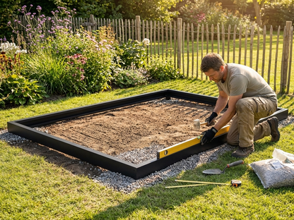 Black galvanised steel greenhouse base, 2.38x3.62 m - product detail