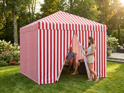 White and red gazebo sidewall kit 4x4m for outdoor use