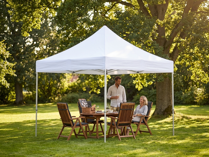 White pop-up gazebo 3x3 m, flame retardant steel frame for outdoor use - product detail