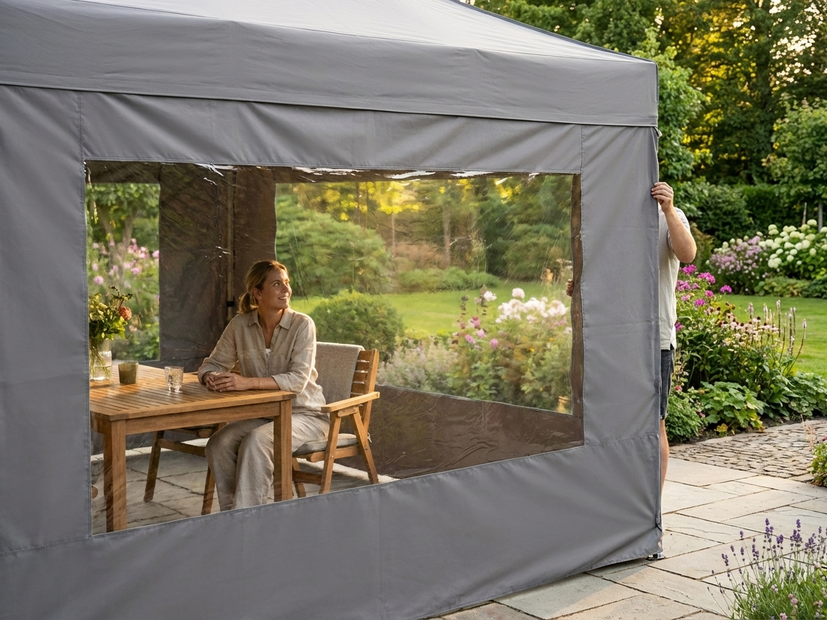 Sidewall with panorama window, 3m grey for outdoor events