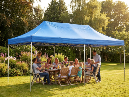 Pop up gazebo 4x8 m blue with aluminium frame for outdoor use