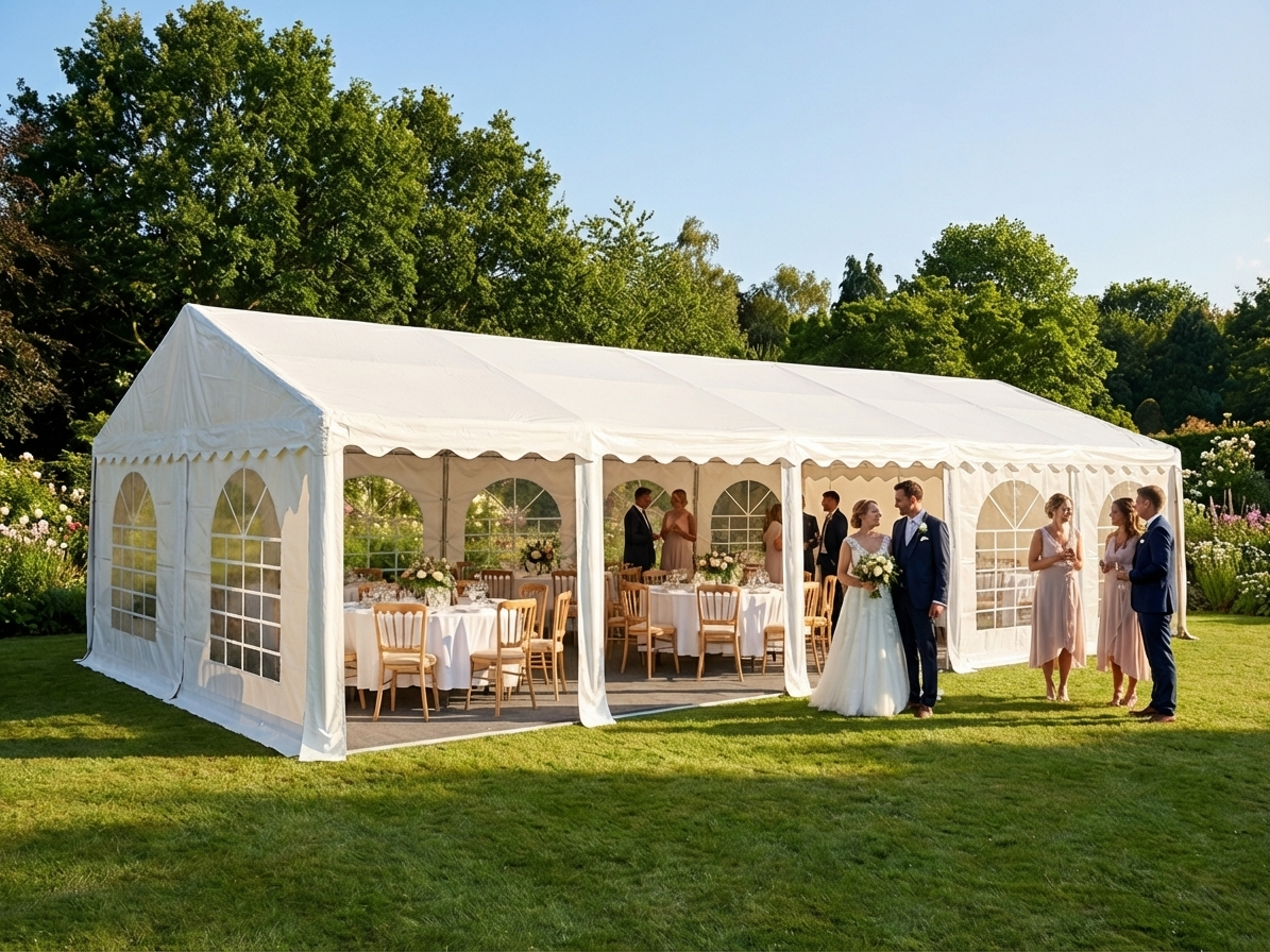 White marquee 6x14m for events and parties - product detail