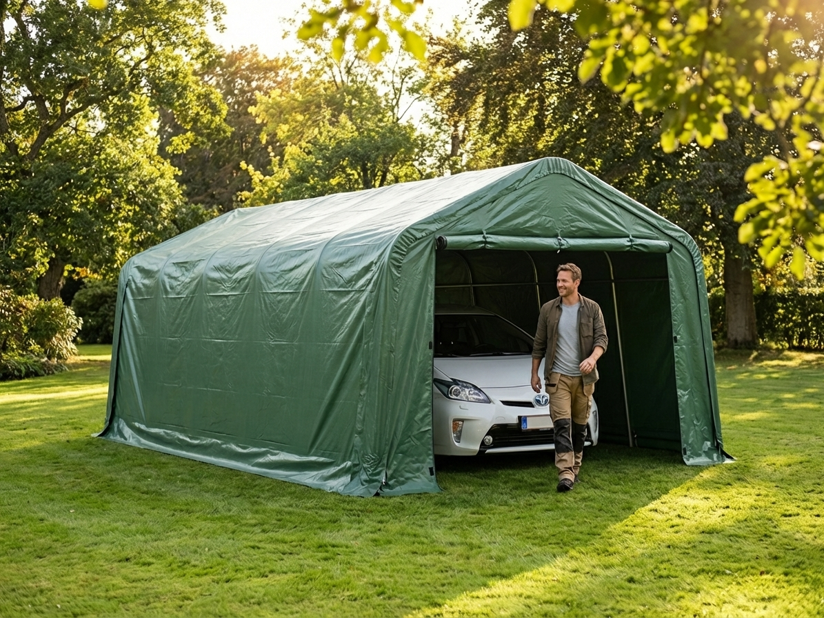 Green Portable Garage 3.6x7.2x2.68 m for outdoor storage - product detail