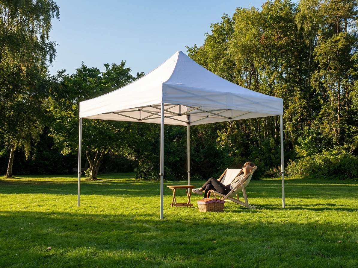 White pop-up gazebo 3x3 m, flame retardant steel frame for outdoor use