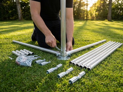 Ground bar frame for 6x8m marquee, galvanised steel
