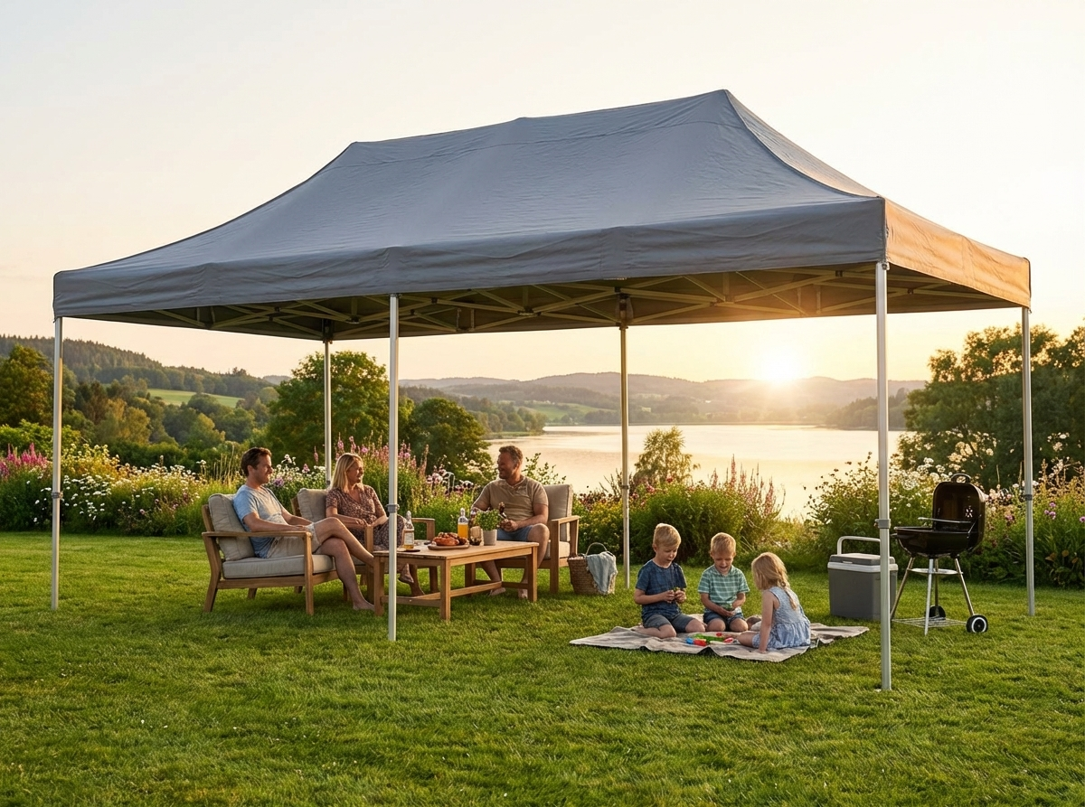 Grey Pop Up Gazebo 4x8 m with Aluminium Frame - view 3