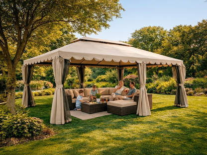 Dark beige gazebo 3x6 m with steel frame for outdoor events - product detail