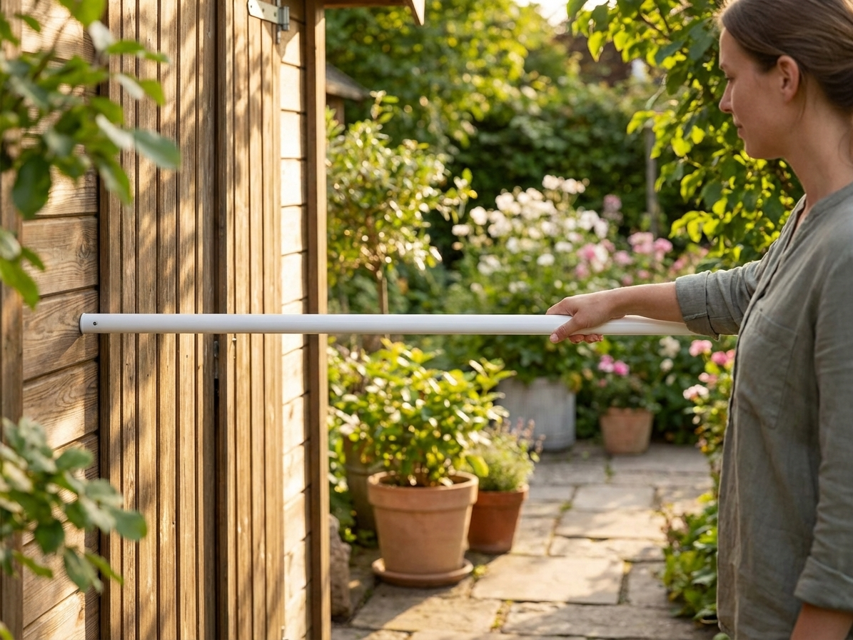 Galvanised steel door bar, 1065mm in silver, ideal for industrial use