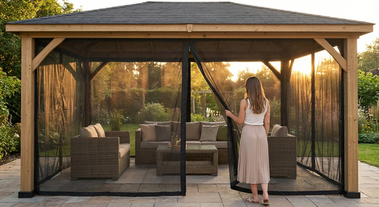 Black mesh curtain for gazebo, 4x6 metres - product detail