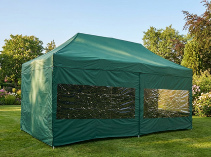 Green pop-up gazebo with steel frame, 4x8 m size - product detail