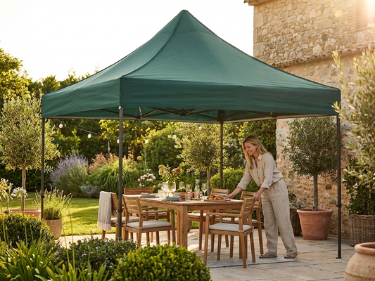 Green gazebo roof cover 4x8 m, polyester with PVC backing