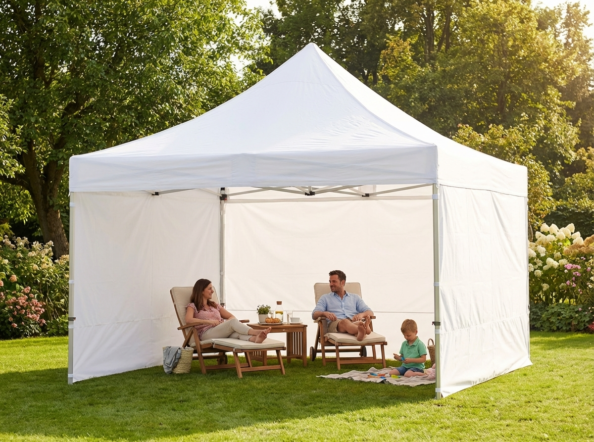 White pop-up gazebo with aluminium frame, ideal for outdoor events - product detail
