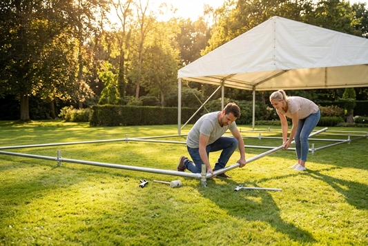 Galvanised steel marquee frame 5x12m, ideal for event use - product detail
