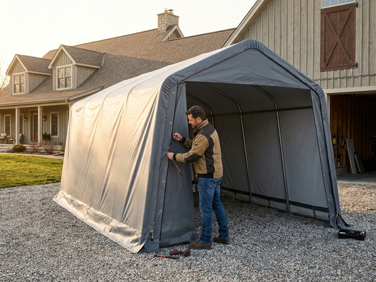 Grey PVC Endwall for Portable Garage - product detail