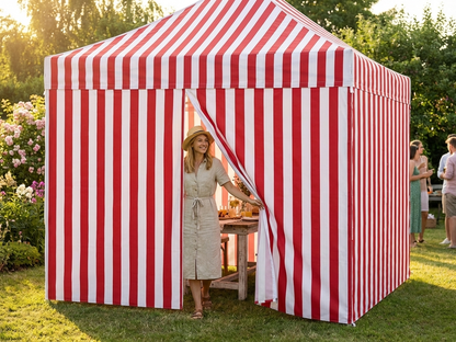 White and red gazebo sidewall kit 4x4m for outdoor use - product detail