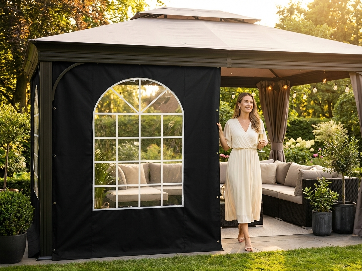 Sidewall with door, 2.33m, black, PVC/polyester