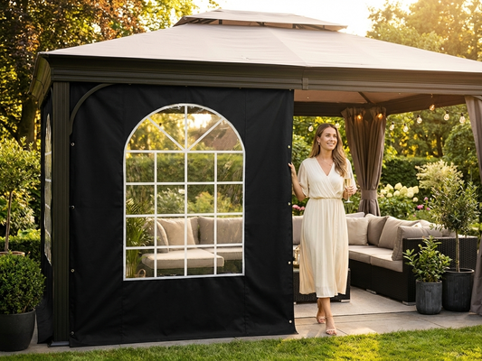 Sidewall with door, 2.33m, black, PVC/polyester